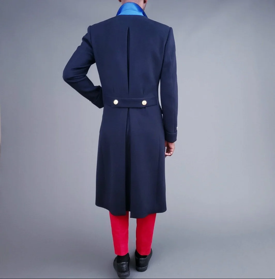 Midnight Blue JMC Overcoat (Gold Buttons) — Jack Mass Couture